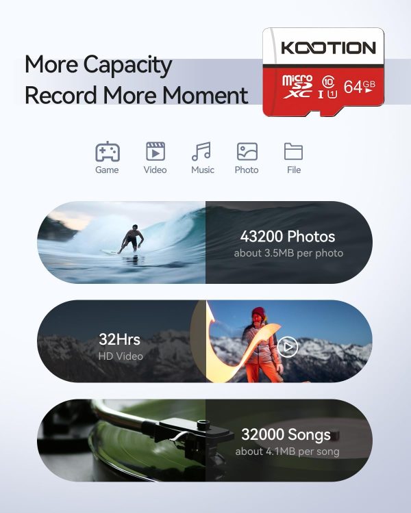 KOOTION 64GB Micro SD Card 2 Pack, Micro SDXC Memory Card Class 10 Micro SD Cards UHS-I, C10, U1, High Speed TF Flash Card with Adapter - Image 8